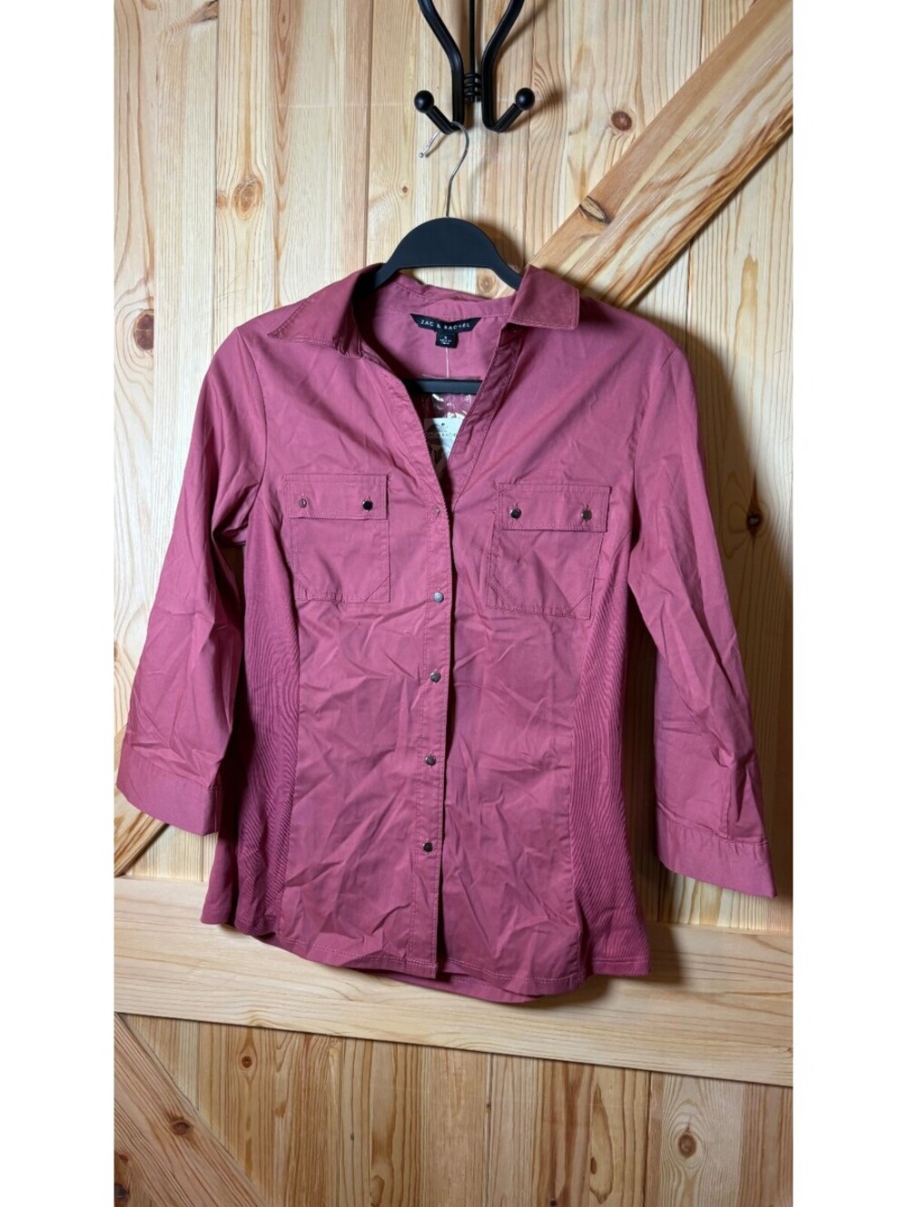 Zac & Rachel Women's Burgundy Button-Up Shirt Size S NWT
